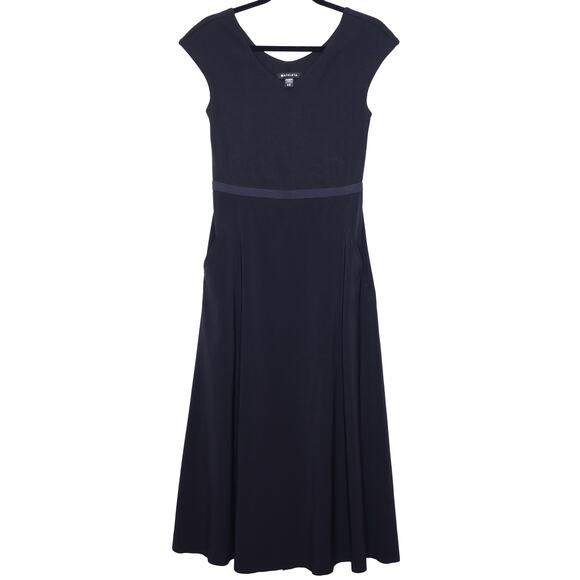 ATHLETA Ryder Dress Black Midi Length A-Line Cut Out Back Casual Women's S Tall - Picture 1 of 15